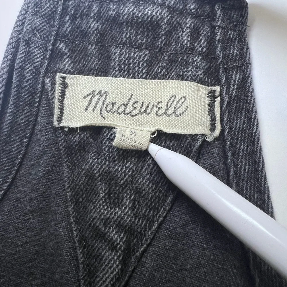 Madewell Adirondack Short Overalls Washed Black Denim Size Medium Bib Shortalls - Picture 3 of 12